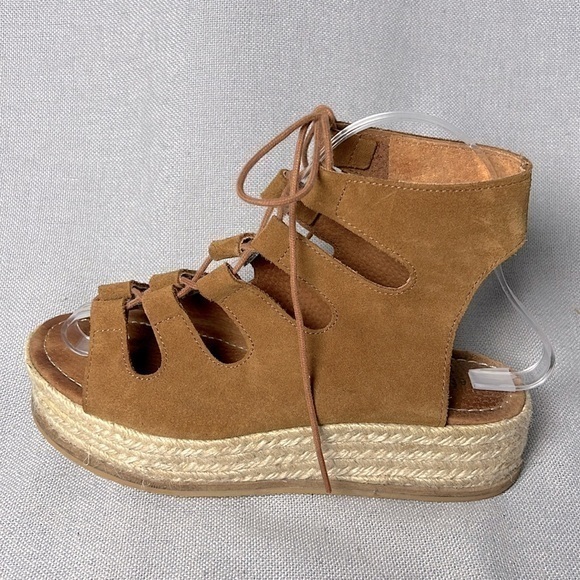 Jeffrey Campbell brown suede platform espadrille gladiator sandals size 6 - Picture 1 of 9
